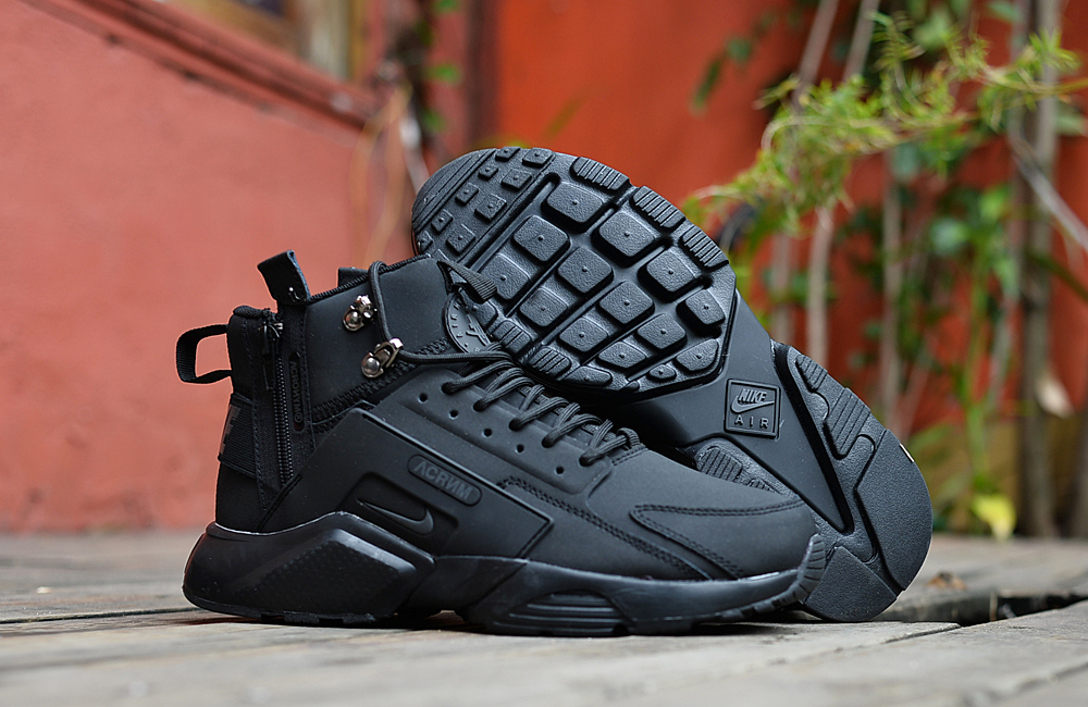 Nike Air Huarache X Acronym City MID Leather All Black Shoes